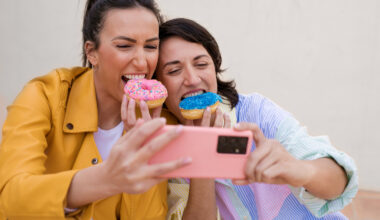 women taking selfies